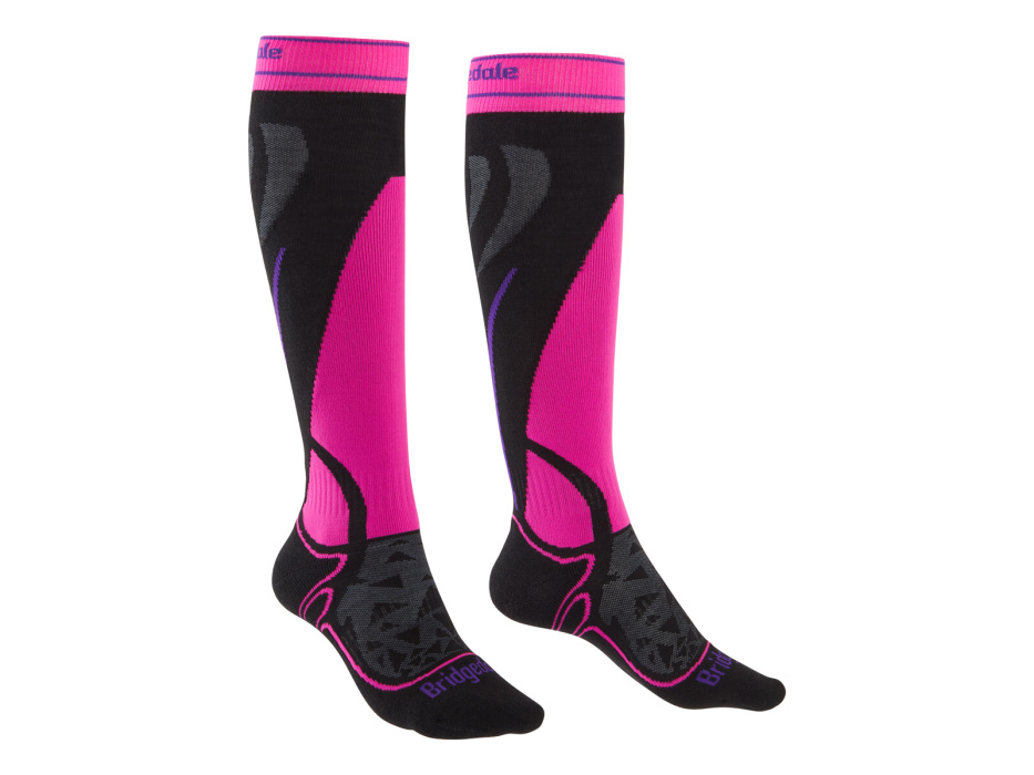 Bridgedale Ski Midweight Women's black/fluro pink/077 S ponožky