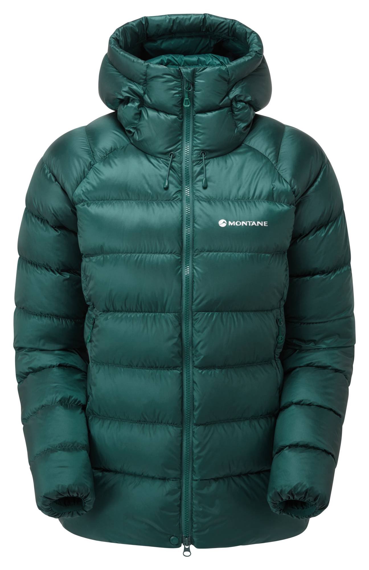 Montane FEM ANTI-FREEZE XT HOODIE-DARK WAKAME GREEN-UK8/XS dámská bunda tmavě zelená