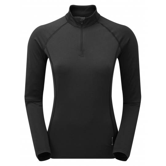 Montane FEM DART THERMO ZIP NECK-BLACK-UK12/M dámské triko dlouhý ruk. černé