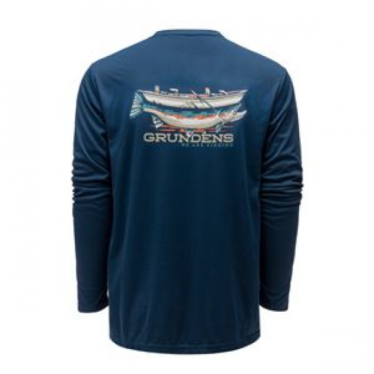 Drift Boat LS Tech Tee - Blue Abyss vel. M