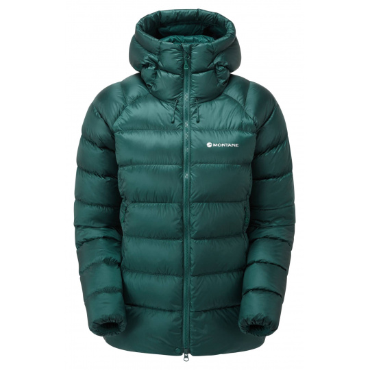 Montane FEM ANTI-FREEZE XT HOODIE-DARK WAKAME GREEN-UK8/XS dámská bunda tmavě zelená