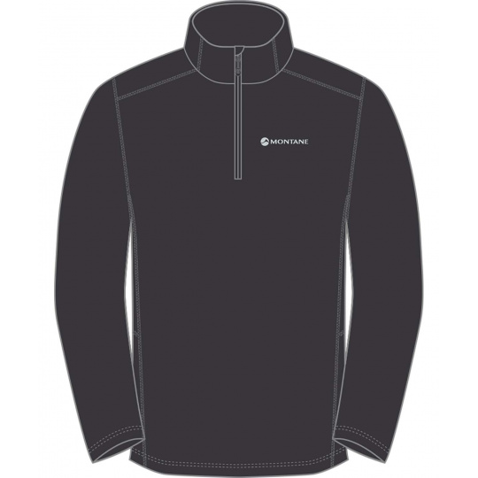 Montane DART ZIP NECK-MIDNIGHT GREY-S pánské triko dlouhý ruk. tmavě šedé