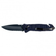 CAC S200 FRENCH ARMY KNIFE BLUE BLADE Textured PA6 Blue Handle -Pouch - Fork  Rounded Tip