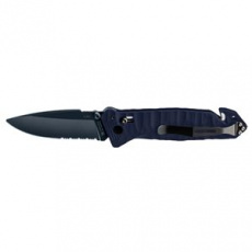 CAC S200 FRENCH ARMY KNIFE BLUE BLADE Textured PA6 Blue Handle -Pouch - Fork  Rounded Tip